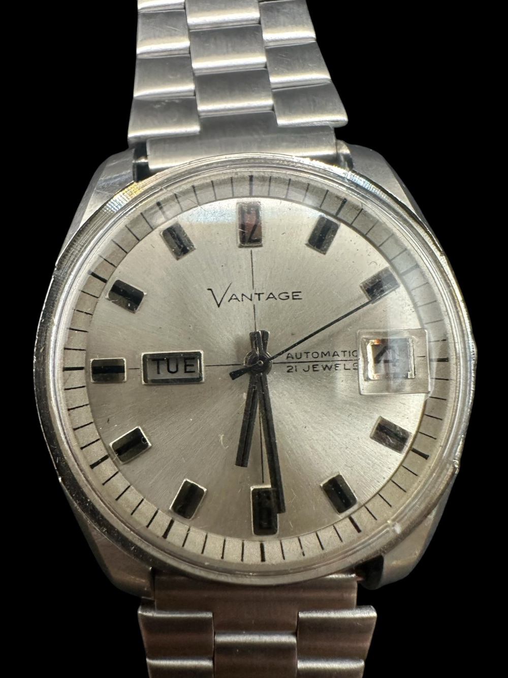 Vantage Silver-Tone Automatic Men's Watch - Day-Date